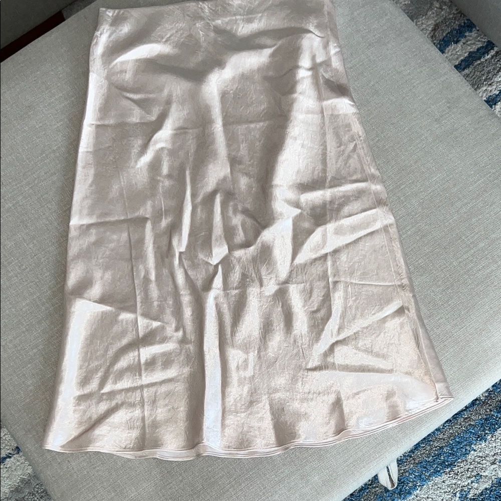 Aritzia Babaton Satin A-Line Midi Slip Skirt in Blush Pink